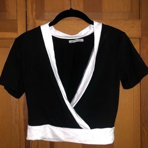 Zara black and white crop top